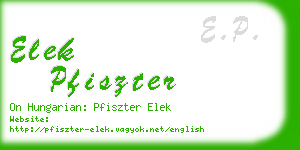 elek pfiszter business card